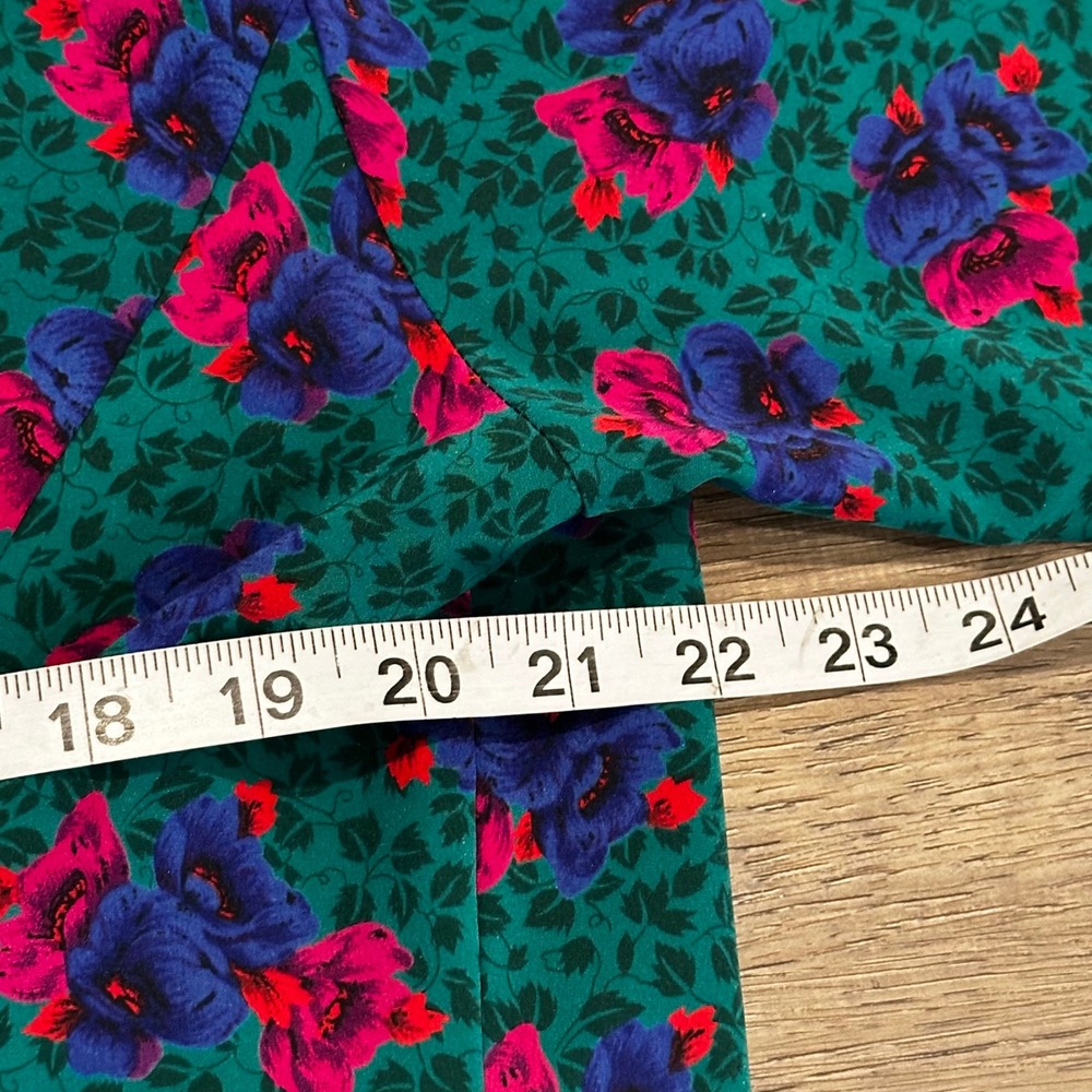 Vintage Victorias Secret Gold Label Floral Pajama Top Teal Pink Purple Med 90'S - Picture 4 of 9